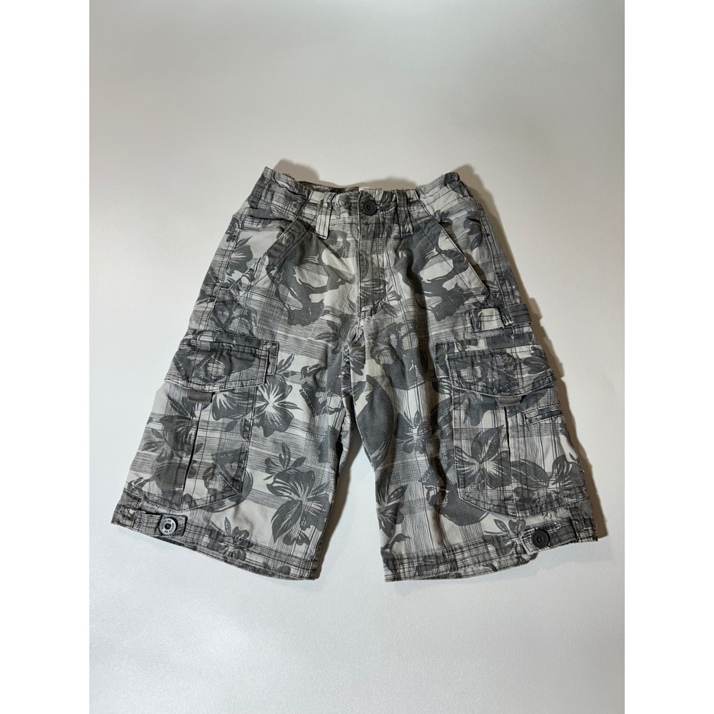 Route 66 Cargo Shorts Boys Size 8 Grey Excellent Floral Skull Plaid Tropical